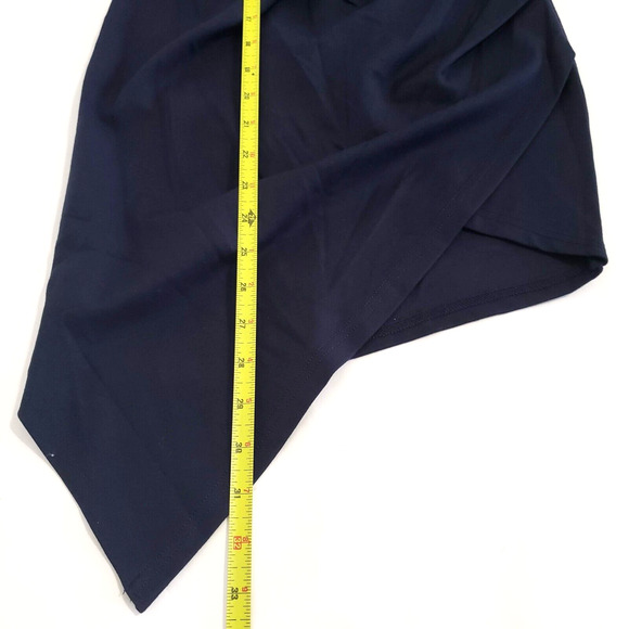 Trac Women SIZE S Navy Blue Off Shoulder Mini Dress Asymmetrical Hem Cocktail - Picture 9 of 13